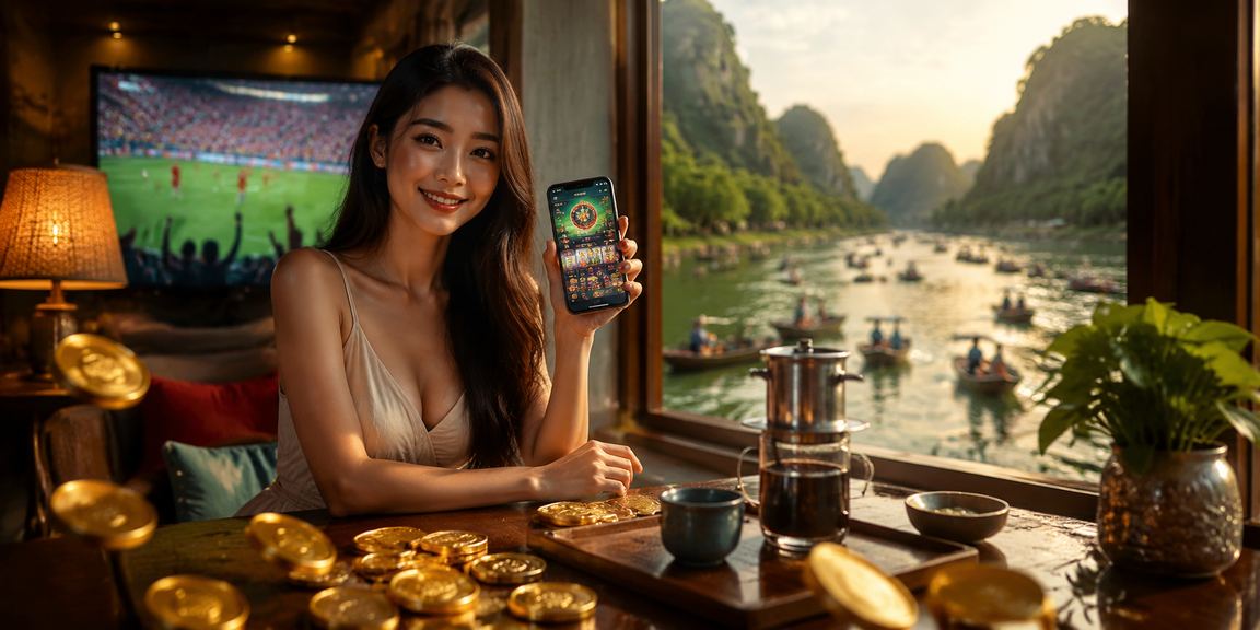 Người dùng trải nghiệm casino mobile của kic bên ly cà phê sáng tại Ninh Bình